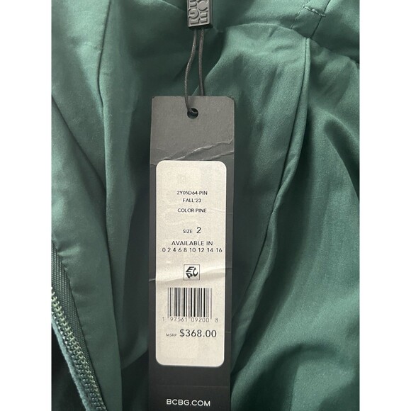 BCBGMAXAZRIA Emerald Green Velvet Bustier Midi Cocktail Dress Size 2 - Picture 7 of 9